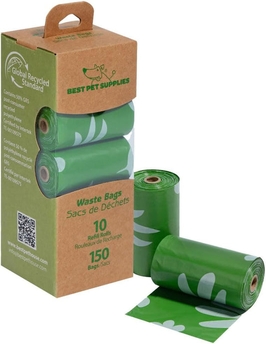 Poop Bags for Dogs, 50% Post-Consumer Recycled Content Dog Waste Bags on Rolls, Fits All Poop Bag Holders for Leashes - 150 Count, Green, Lavender Scented